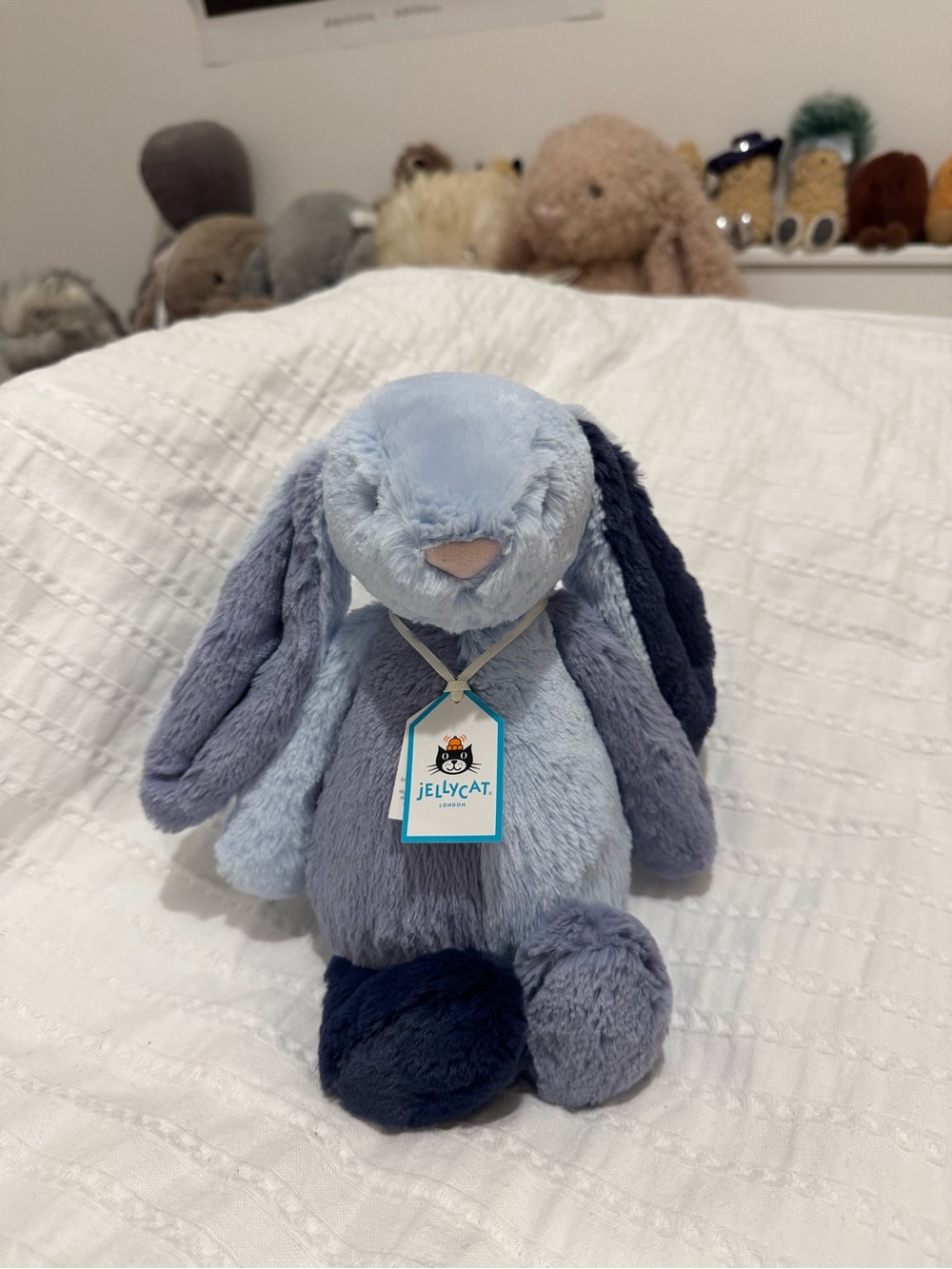 Blue patchwork bunny jellycat NWT